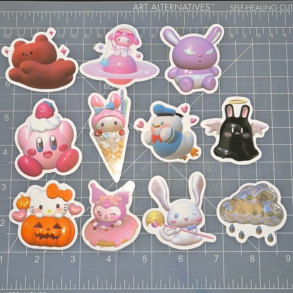 11 Super cute stickers Sanrio hello kitty Kirby kuromi cinnamoroll decals kawaii - Picture 1 of 1